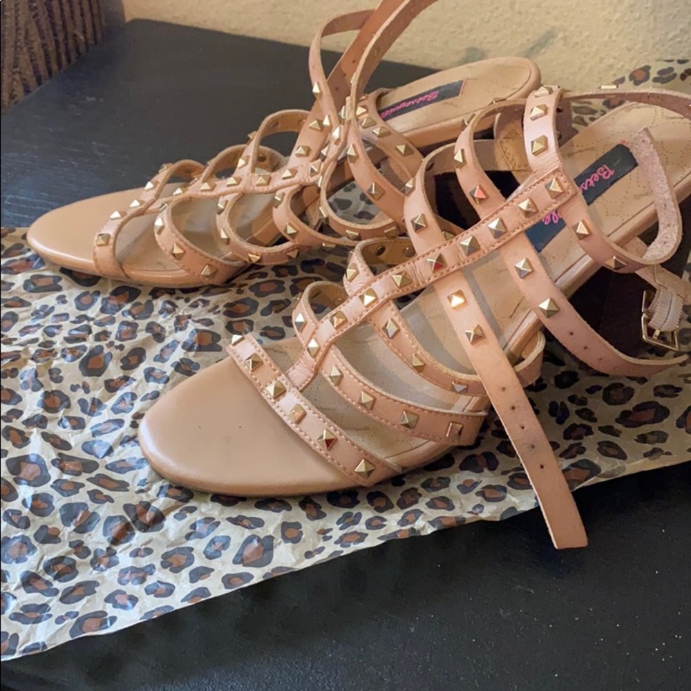 Studded sandals, bonded leather